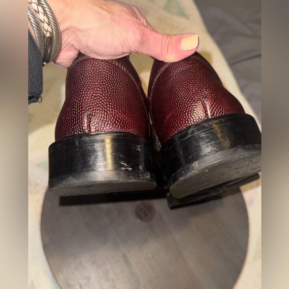 Dolce & Gabbana Burgundy Pebbled Leather Derby Shoes Vibram Sole Size 12 - Picture 6 of 8